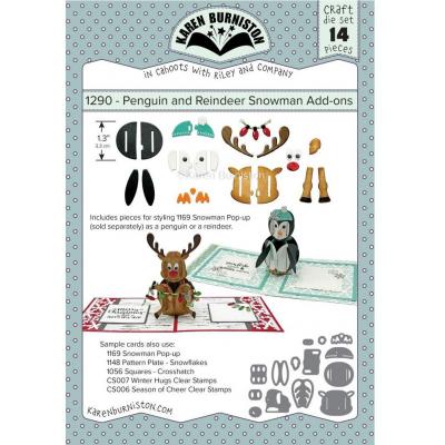 Karen Burniston Cutting Dies - Penguin and Reindeer Snowman Add-on